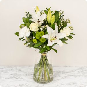 Bouquet compassion blanc et vert lys et roses livraison 123fleurs comparateur de fleurs bloomyrama