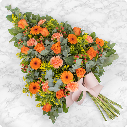 Gerbe de fleurs de deuil orange livraison 123fleurs comparateur bloomyrama