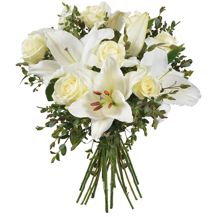 bouquet de fleurs blanches lys et roses comparaison bloomyrama