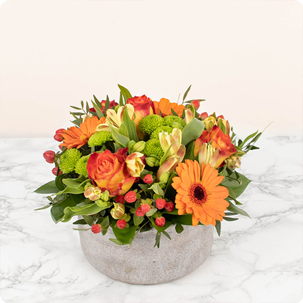 Composition florale coupe fleurs coupées orange 123fleurs comparateur bloomyrama