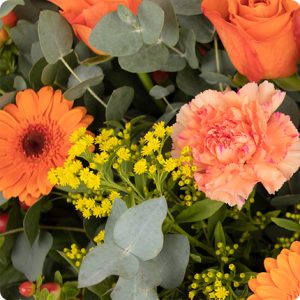 Gerbe de fleurs de deuil orange livraison 123fleurs comparateur bloomyrama