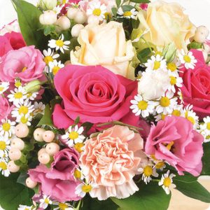 Bouquet rond champêtre tons roses livraison de fleurs comparateur bloomyrama