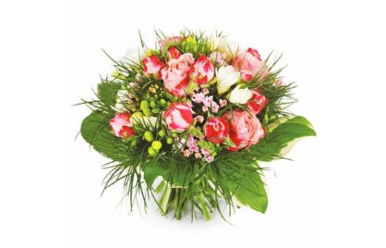 Bouquet rond caresse rose Agitateur floral Comparateur bloomyrama