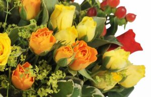 Bouquet de roses jaunes et rouges bloomyrama agitateur floral