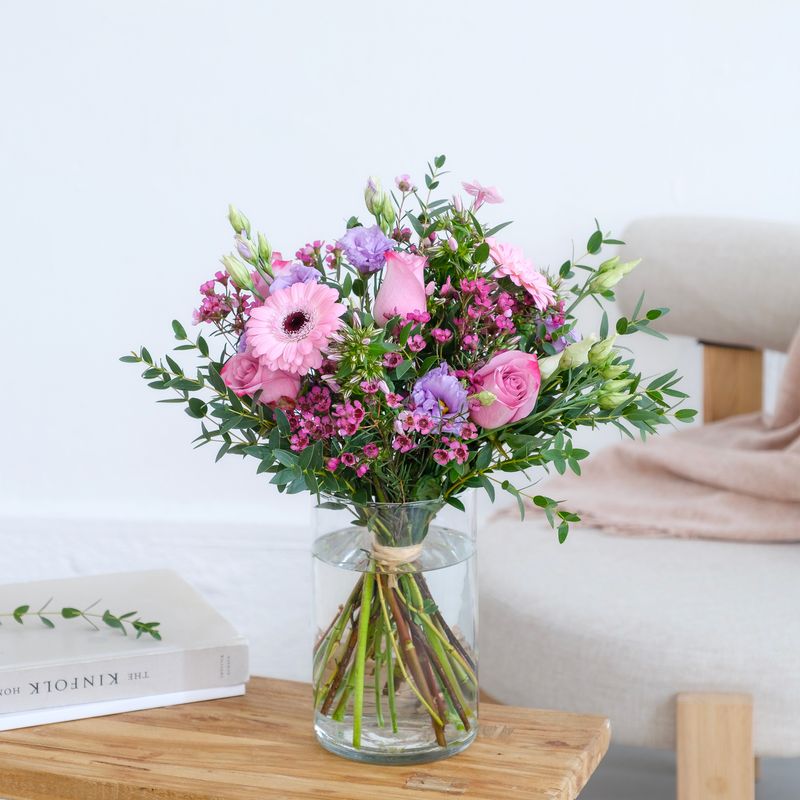 Bouquet myrtille rose et parme Interflora comparateur bloomyrama