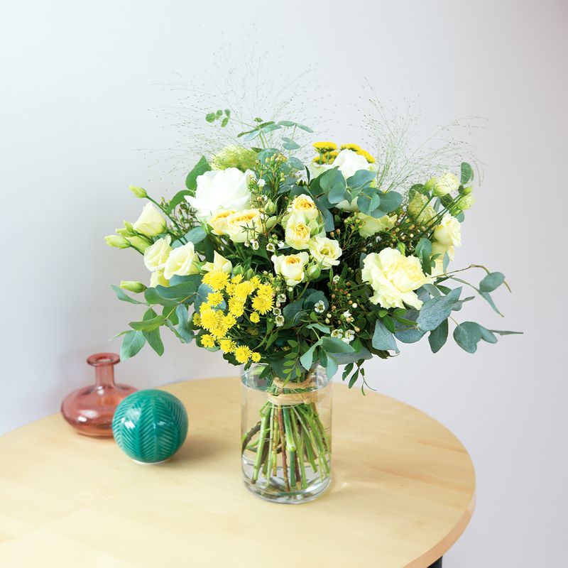 Bouquet cristal blanc et jaune Interflora comparaison bloomyrama