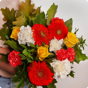 Bouquet rouge jaune blanc viva 123fleurs comparateur de fleurs bloomyrama