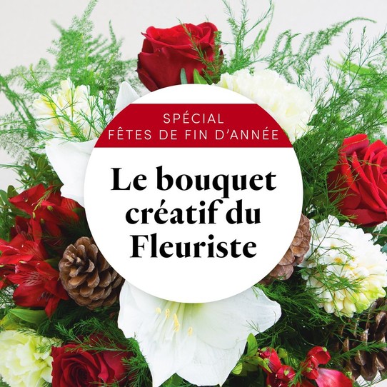 Bouquet blanc et rouge création du fleuriste interflora pour noël Comparateur bloomyrama