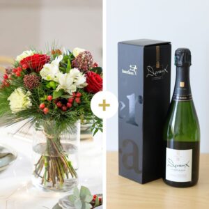 Bouquet Joyeuses Fêtes et champagne devaux livraison interflora comparateur de fleurs bloomyrama