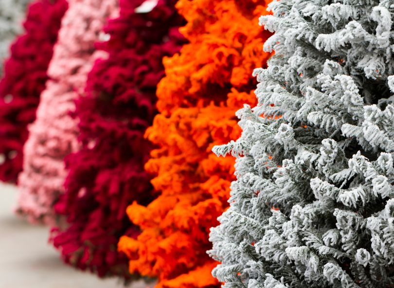 Sapin de noël floqué coloré comparateur bloomyrama